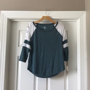 Baseball Tee with Crossed Sleeves